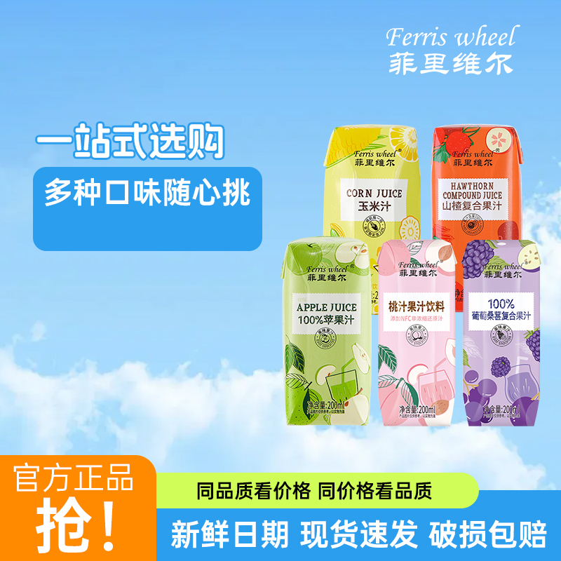 菲里维尔苹果汁椰汁桃汁玉米汁葡萄桑葚汁小青柠汁果汁饮料饮品jh