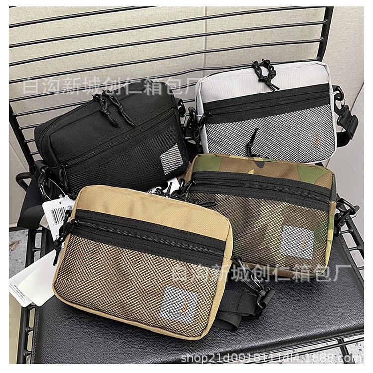 Workwear trendy shoulder bag personalized fashion brand men and women small shoulder bag canvas wear-resistant commuting casual casual square bag