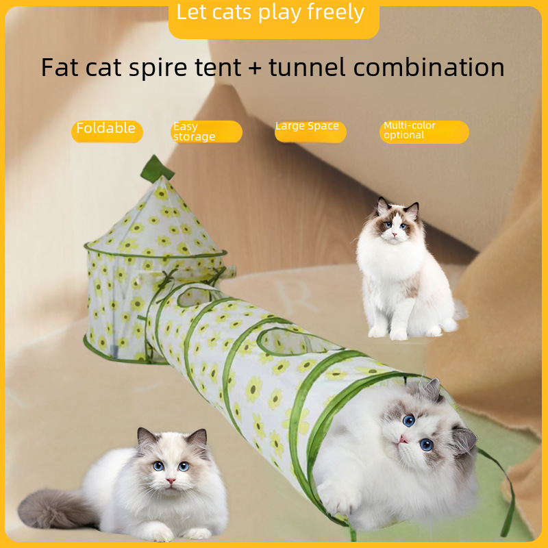 Manufacturers sell new cat tunnel tent cat nest combination drill hole self-health channel foldable toy wholesale