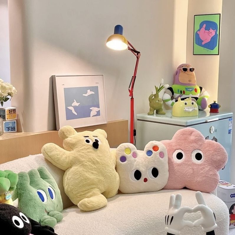 ins Fengmei Pupu Cat pillow bear plush doll cute pink flower sofa bedroom pillow birthday gift