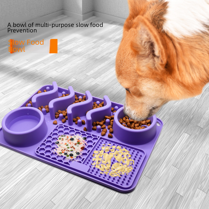 New pet licking mat Multifunctional pet food bowl Cat and dog meal basin mat Slow food plate