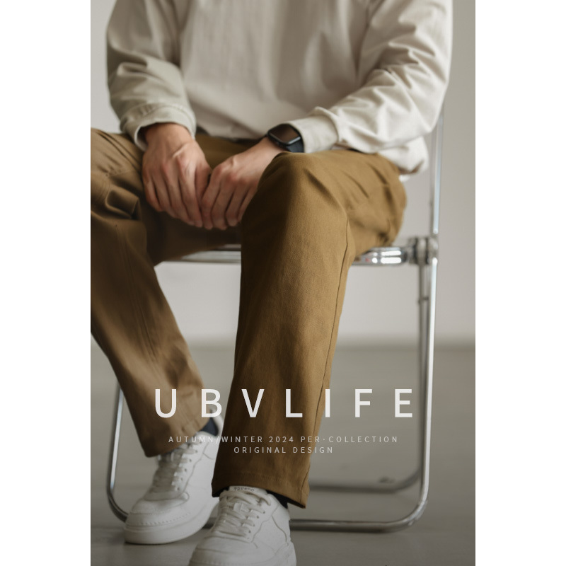 Men's casual 2025 spring commuting light business casual heavy slant American retro small straight jeans trousers