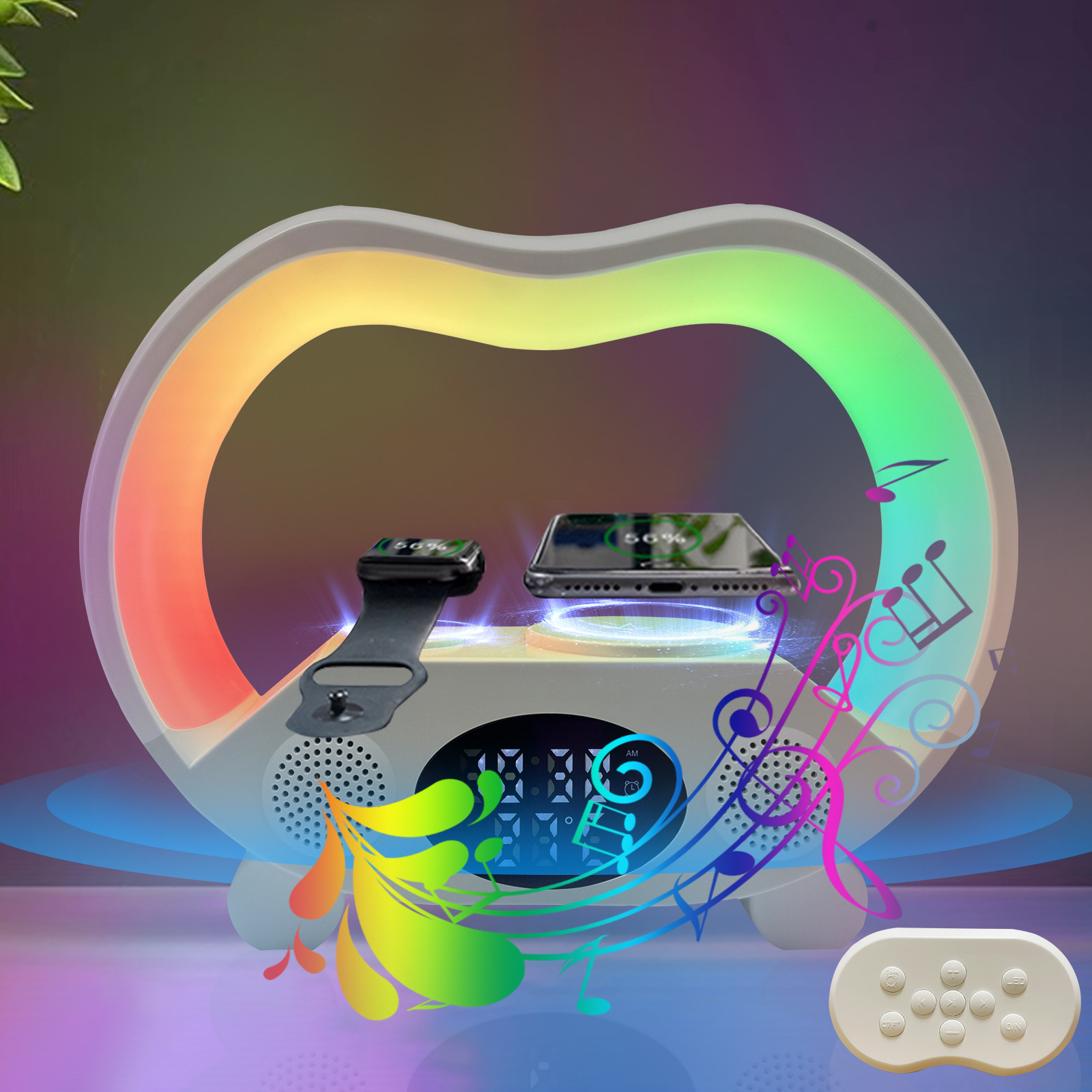 2024 new private model six-in-one Amazon intelligent remote control Bluetooth aura light Bluetooth small speaker