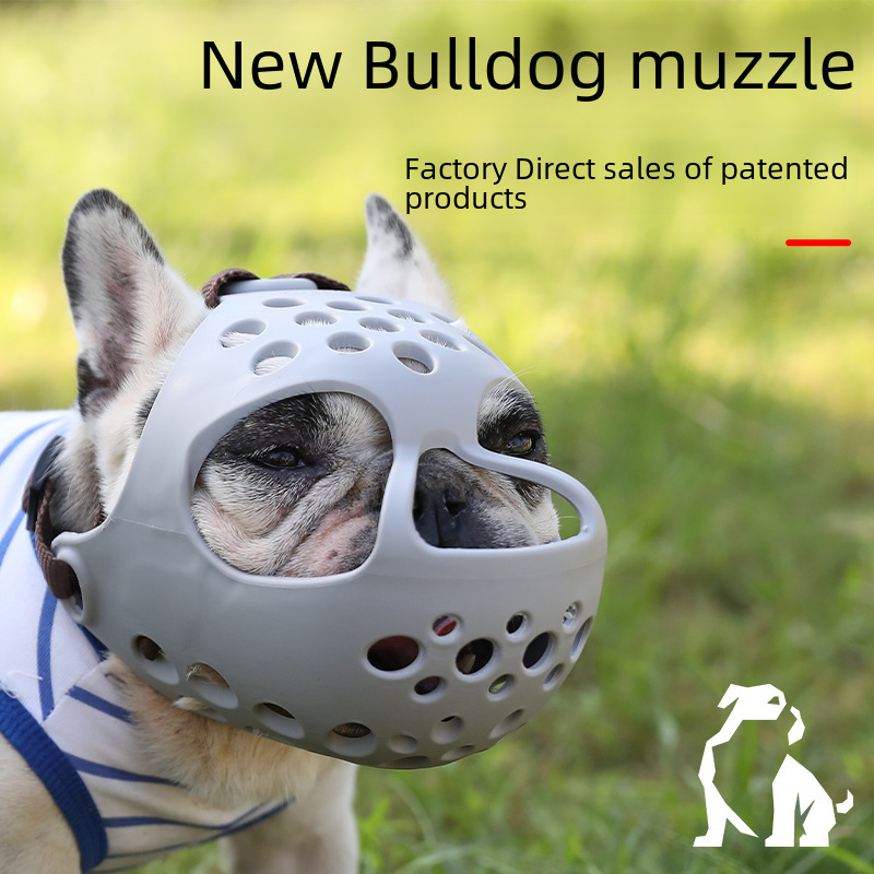 2022 Cross border Bulldog Mouth Cover Soft Rubber Short Mouth Dog English Fighting Method Fighting Bug Anti Eating Anti Bite Mouth Cover Breathable