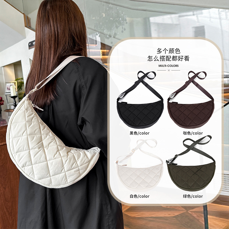 Women's waterproof crossbody bag Diamond quilted dumpling bag Armpit bag Shoulder bag Mini shoulder bag Fall and winter large capacity