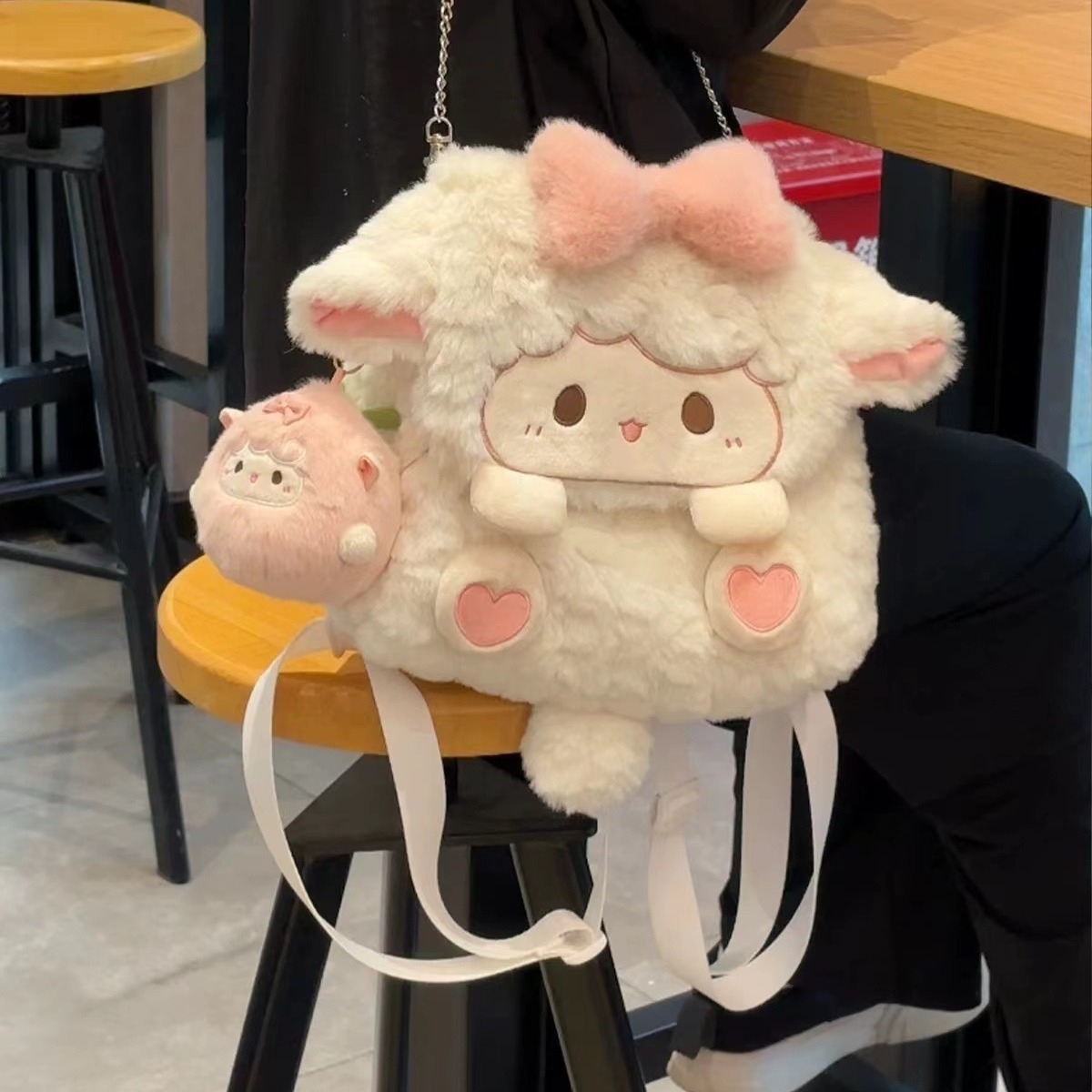 Cartoon bag lamb backpack plush doll bag cute girl college JK versatile backpack ins Japanese school bag