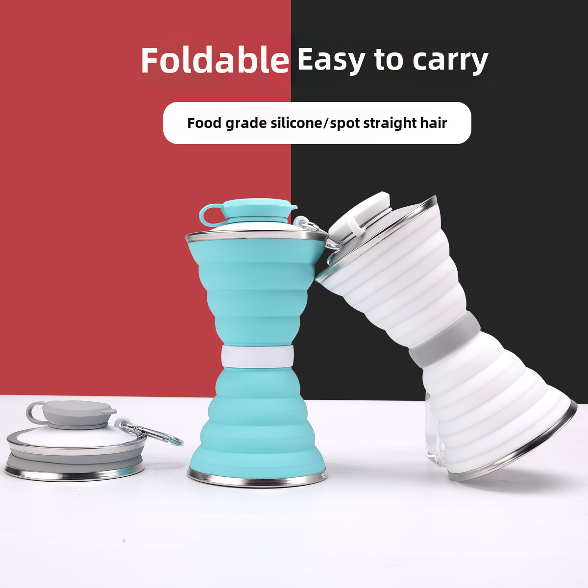 Outdoor travel silicone water cup foldable soft water kettle portable water bottle sports drinking water mountain climbing large capacity water bag