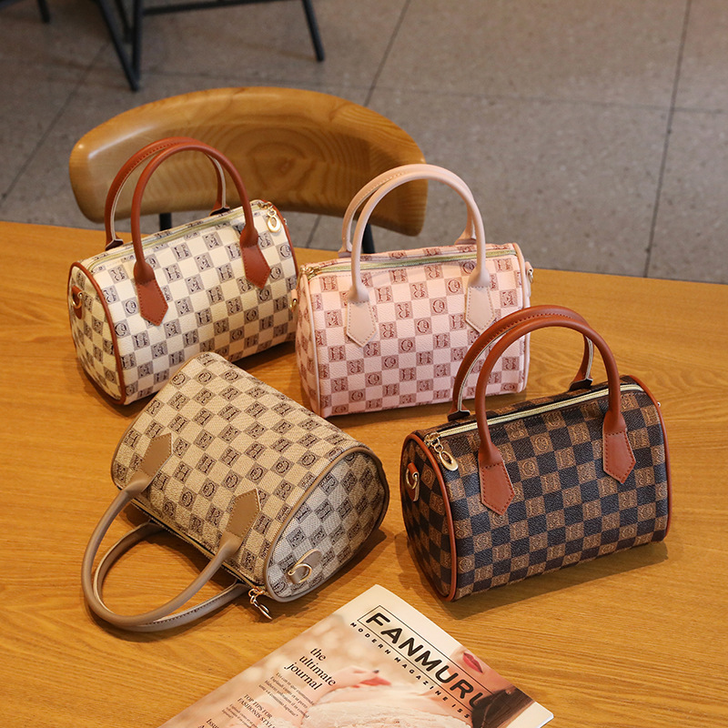 Retro handbag 2023hand bags checkerboard bag printed mommy bag trendy bag Boston bag