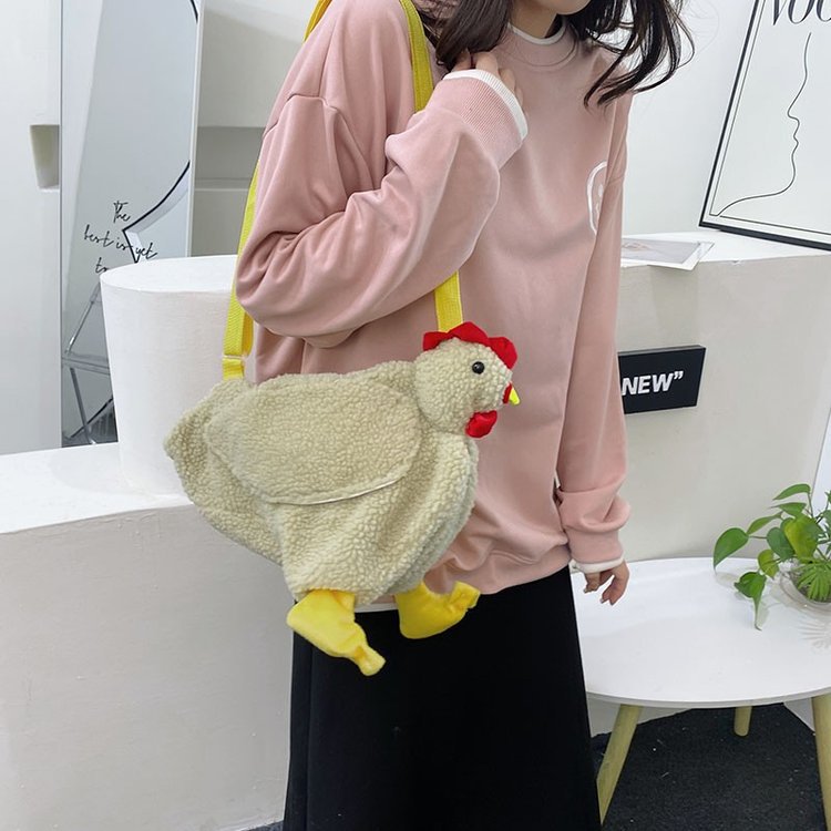 Cute plush big cock bag 2025 new fashion girl shoulder bag ins funny student gift crossbody bag