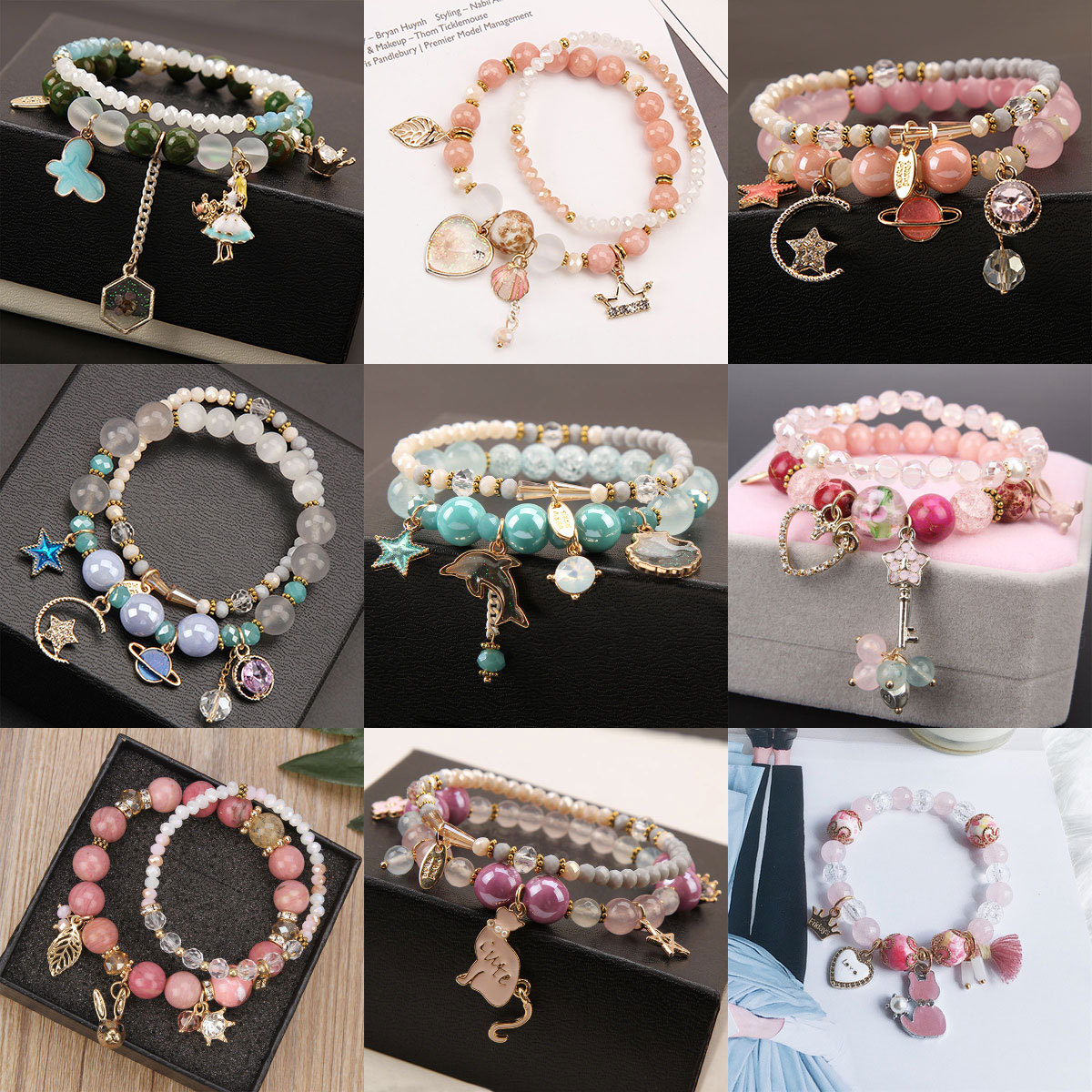 Korean girl's heart bursting crystal bracelet, female Korean version, student fashion bead bracelet bracelet, bracelet accessory