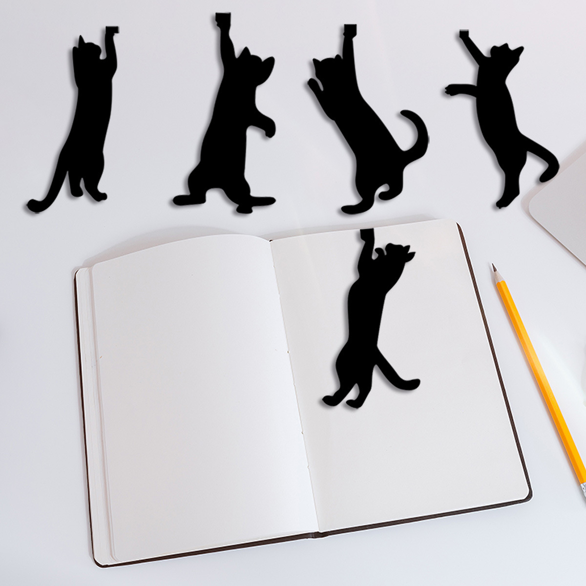 Cat Cat Combination Bookmark Iron Art Black Simulation Animal Decoration New Silhouette Minimalist Artwork Display E-commerce