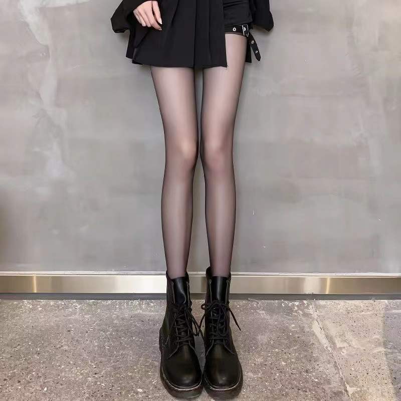 Summer thin women's core wire black stockings fully transparent without trace T-crotch pantyhose JK black stockings pantyhose wholesale