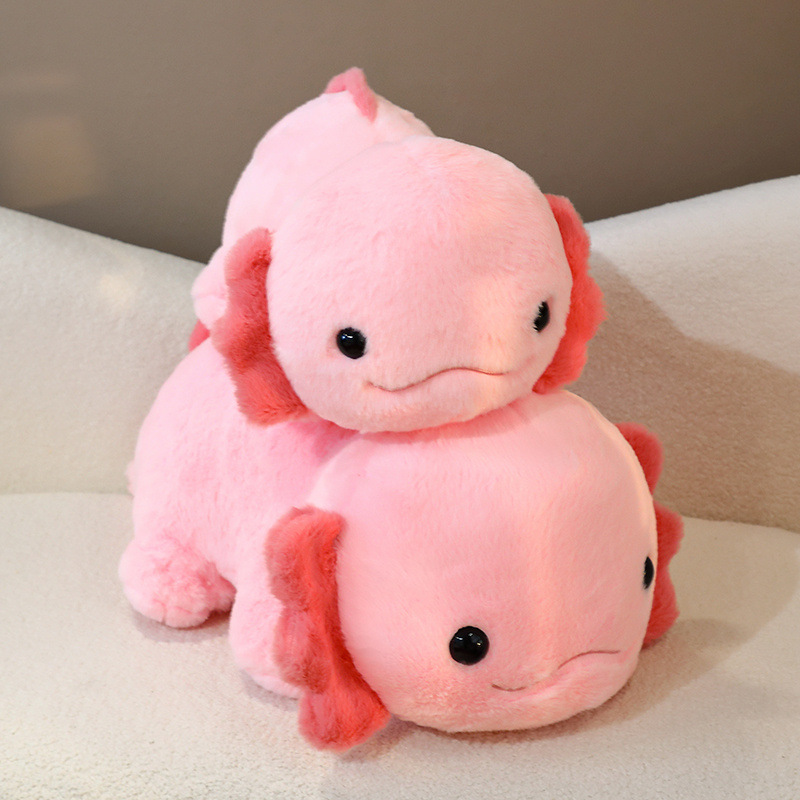 Cross border new product furry prone salamander pink hexagonal dinosaur baby fish cute plush toy