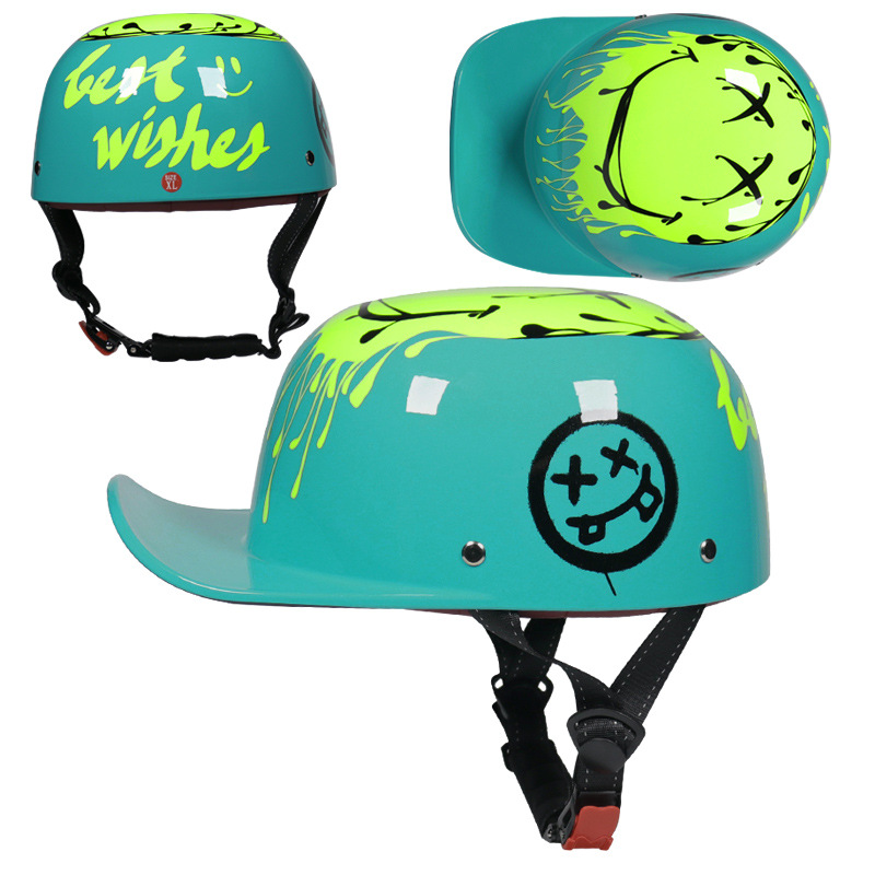 3C Retro Bandit Personalized Baseball Hat Men's and Women's Painted Helmet Scoop Helmet Duck Tongue Helmet Electric Car Baseball Hat Half Helmet