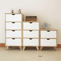 Nordic solid wood drawer multilayer headboard containing storage small cabinet bedroom simple and versatile corner disposal cabinet