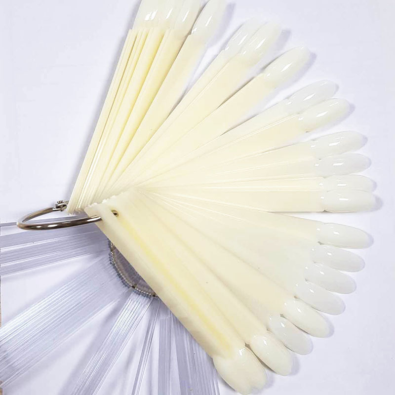 新款椭圆50片扇形色板 美甲甲模 圆头扇形色卡 指甲展示练习色卡