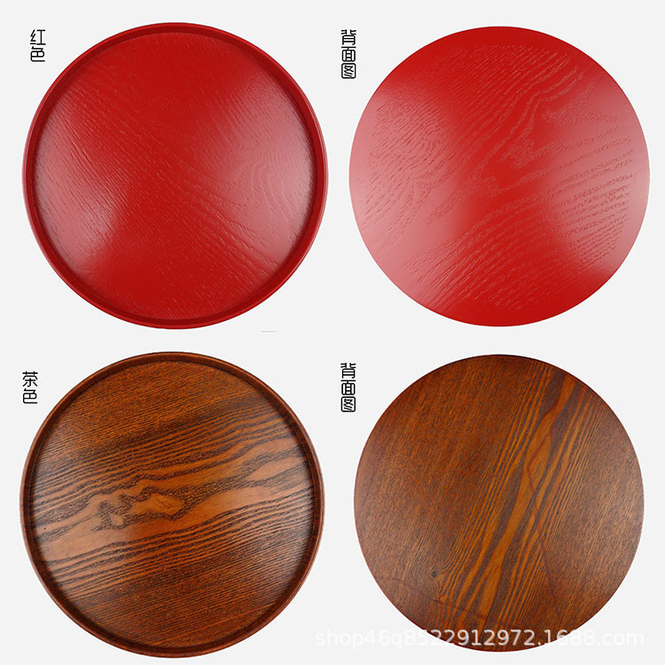厂家直销圆形木质托盘实木茶水杯托盘茶盘家用水果面包盘酒店餐盘