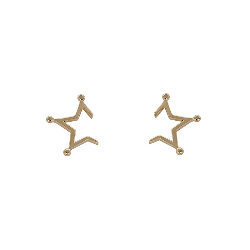 9K real gold half-pointed five-pointed star stud earrings