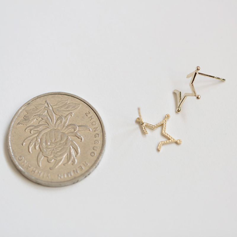 9K real gold half-pointed five-pointed star stud earrings