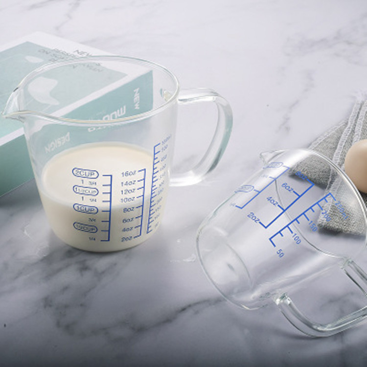 家用玻璃量杯刻度杯耐高温玻璃杯加厚计量杯牛奶杯厨房烘焙用具