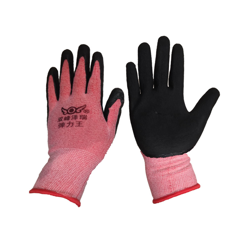 双峰泽瑞劳保手套耐磨防滑丁青浸挂胶乳胶工业弹力王发泡防护手套