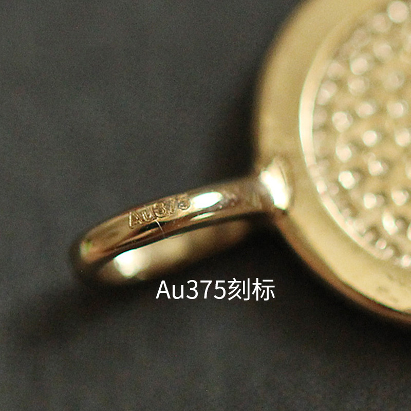 9K金 lucky小金币good luck圆牌吊坠
