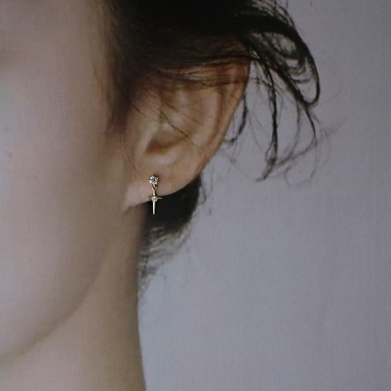 9k gold Cross Star Radiance Stud earrings
