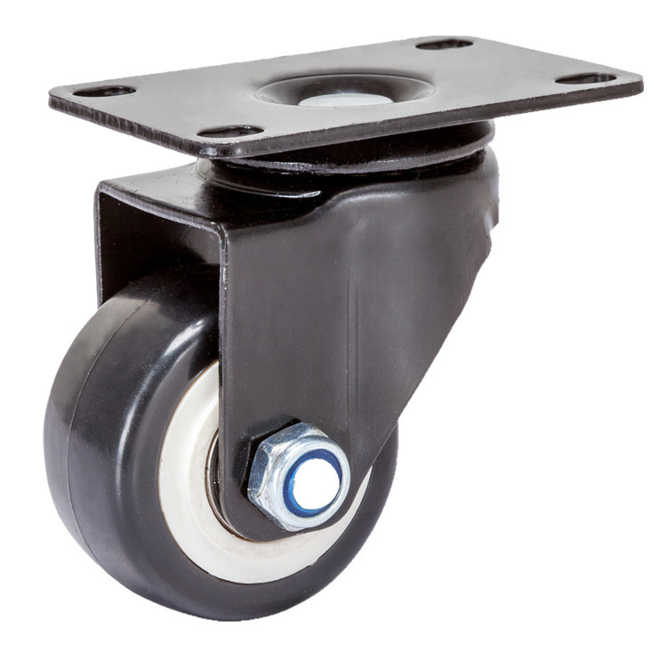 轻型聚氨脂PU家具轮刹车轮子塑料缝纫机脚轮金钻静音万向轮黑色轮