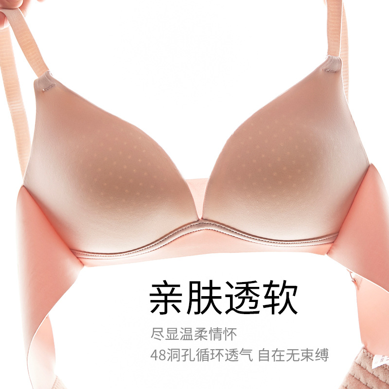 跨境无钢圈薄款洞洞杯聚拢性感内衣光面轻薄透气无痕少女新款文胸