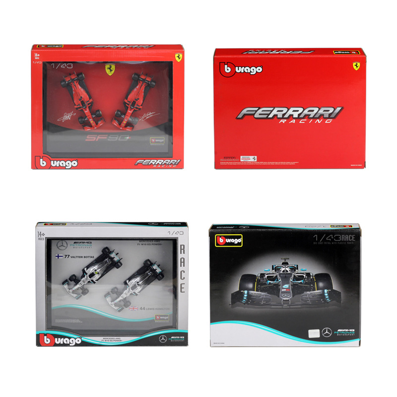 比美高1:43 F1赛车 2019 SF90 W10 仿真合金模型双车套装相框版