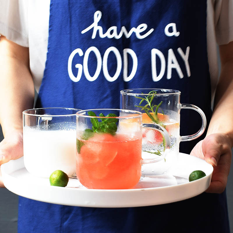 大中小容量带把玻璃水杯花茶杯咖啡杯办公室家用饮水杯套组杯