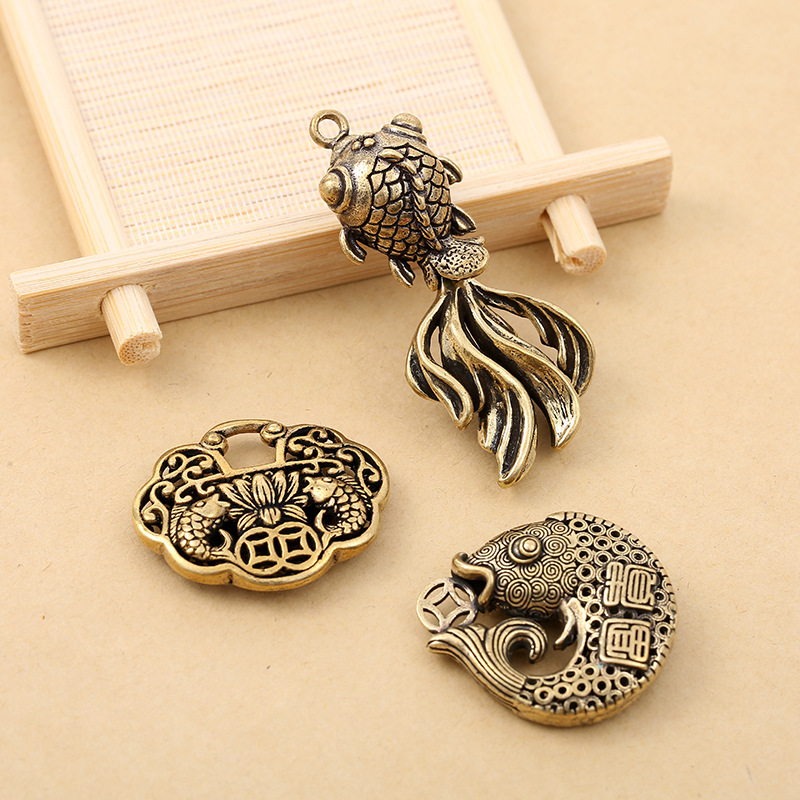 新款金鱼锦鲤黄铜配件创意汽车钥匙扣挂件本命锁年年有余挂件批发