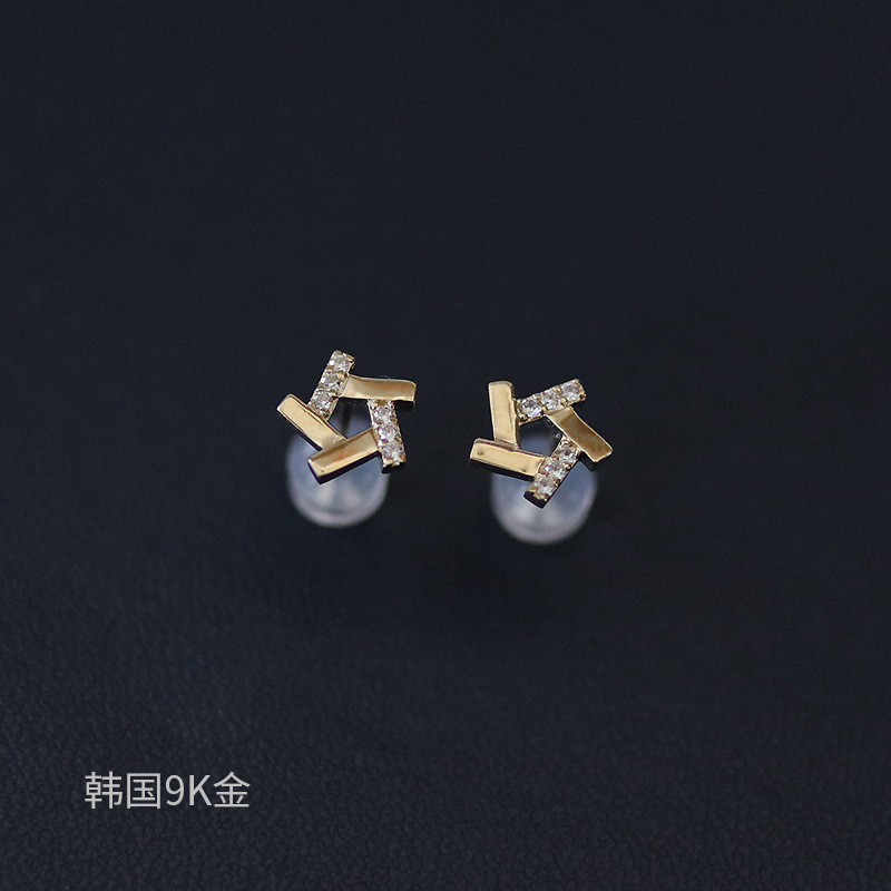 9K金 旋转风车耳钉