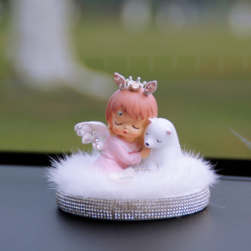 水貂毛镶钻安妮天使宝贝汽车家居摆件女生可爱俏皮车内装饰用品