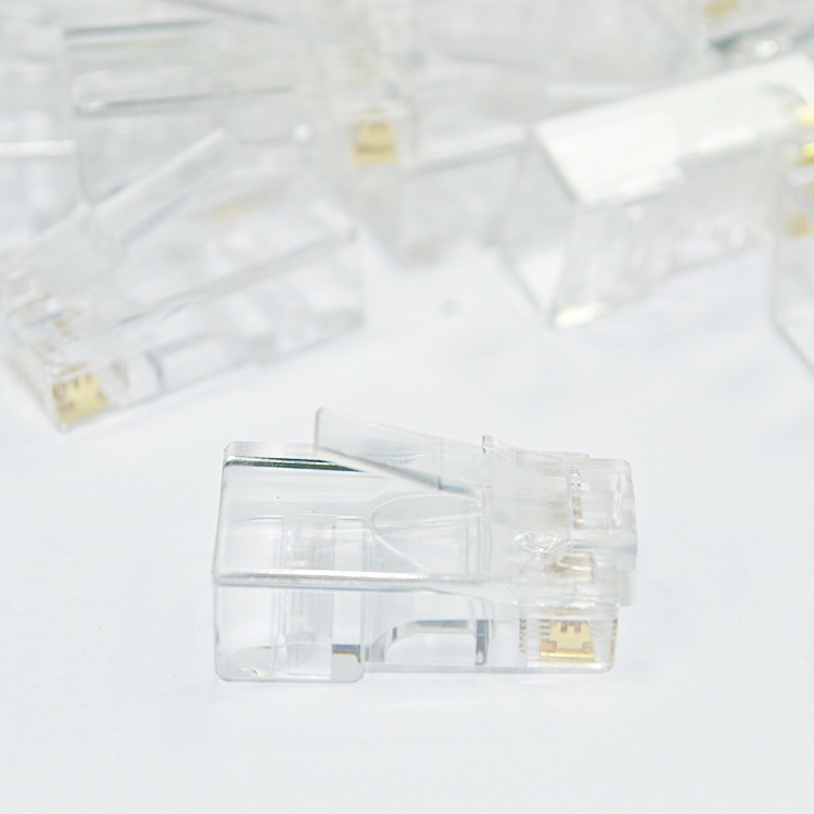 五类水晶头8P8C三叉镀金RJ45网络六类水晶头足1000个1包CAT5 COB