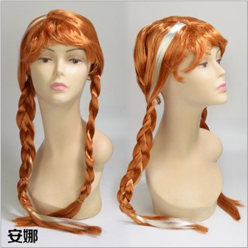cosplay爱莎公主假发 现货动漫造型冰雪奇缘艾莎安娜公主假发批发