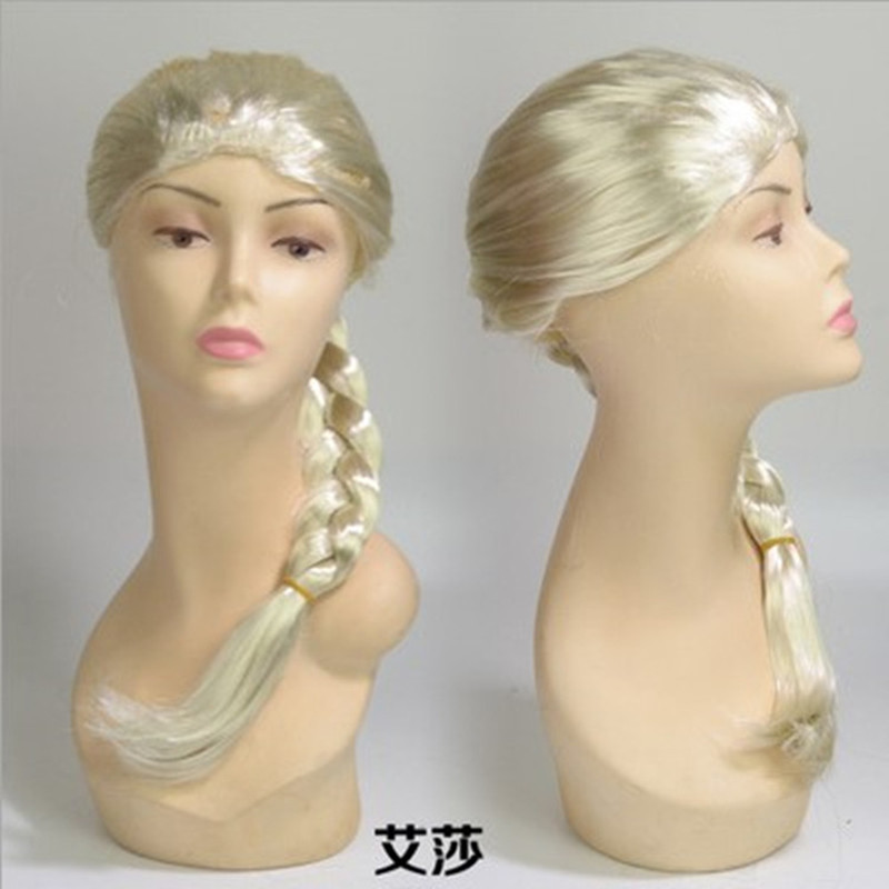 cosplay爱莎公主假发 现货动漫造型冰雪奇缘艾莎安娜公主假发批发