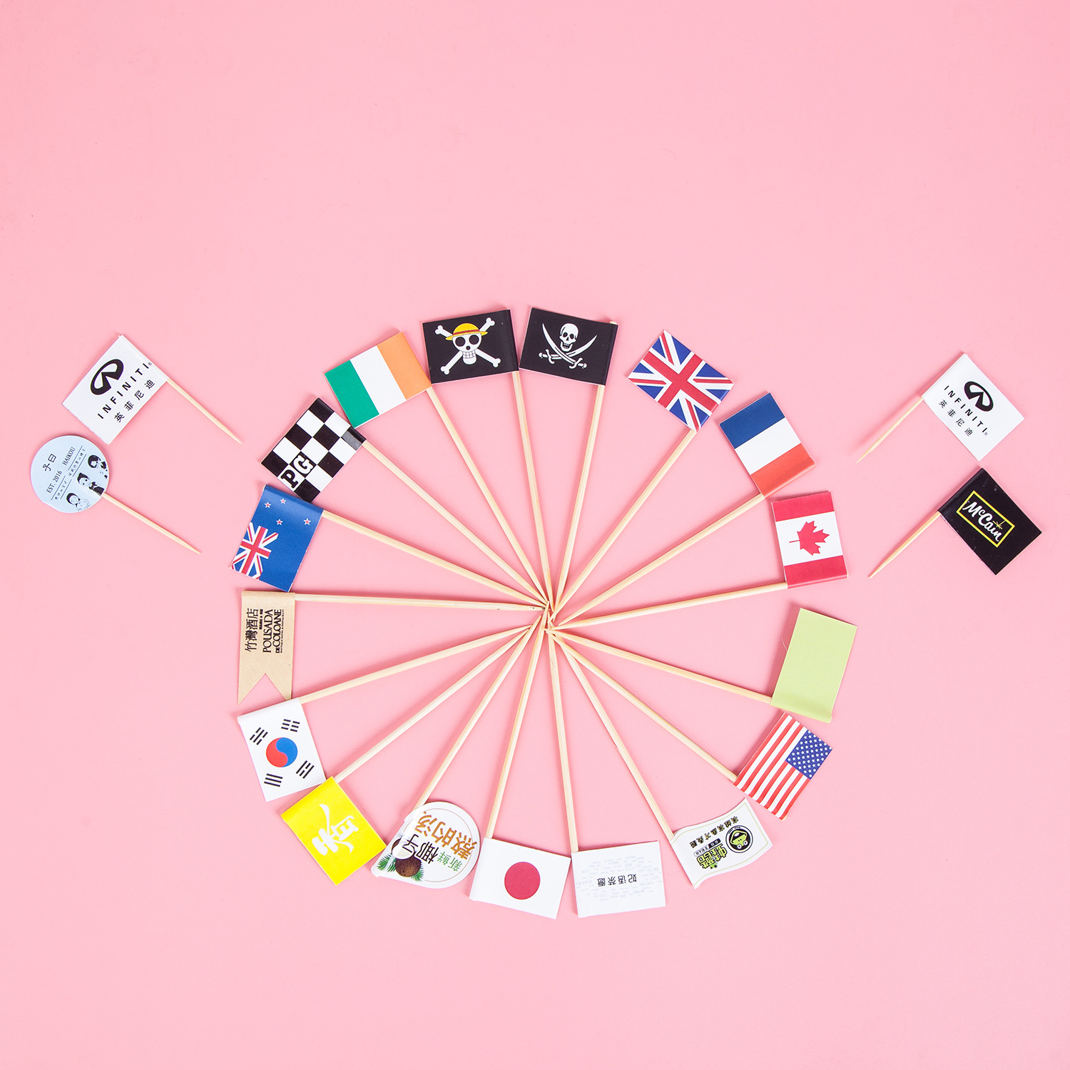 现做牙签旗创意水果纸杯蛋糕插旗牛排汉堡签甜品拨片儿童生日装饰