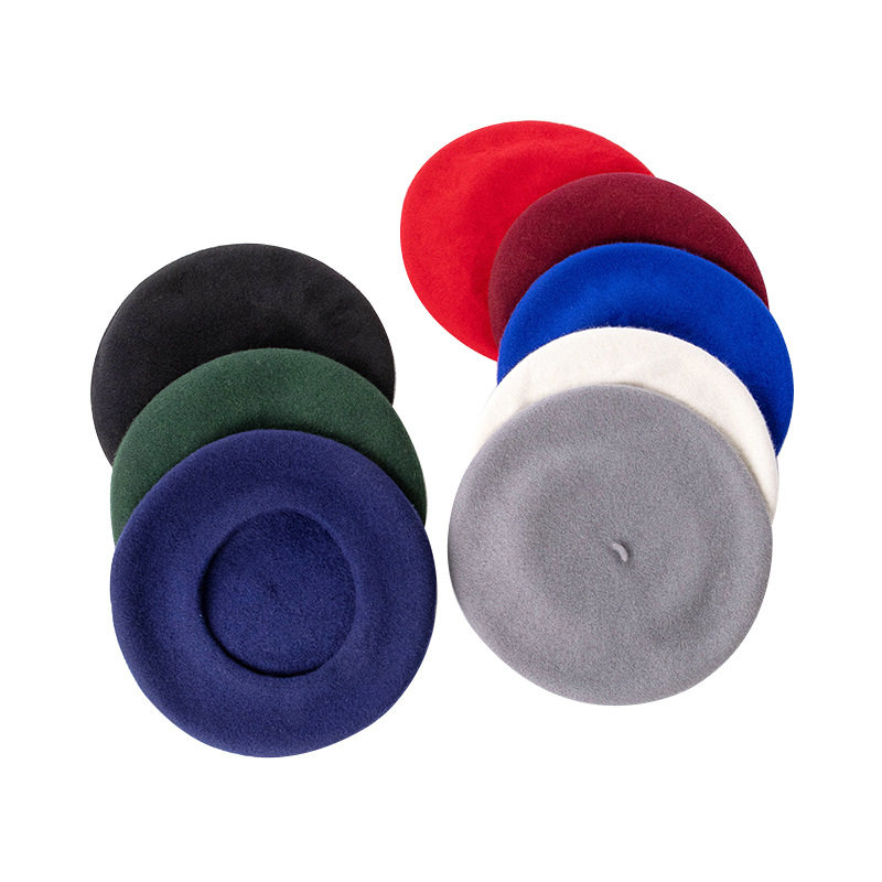 秋冬新款时尚休闲加大码直径32cm羊毛呢贝雷帽画家帽保暖云朵帽子