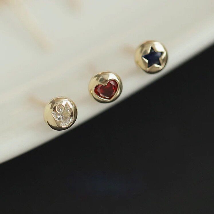 9K gold Christmas Series Heart, Snowflake, deer, star, screw and ear stud