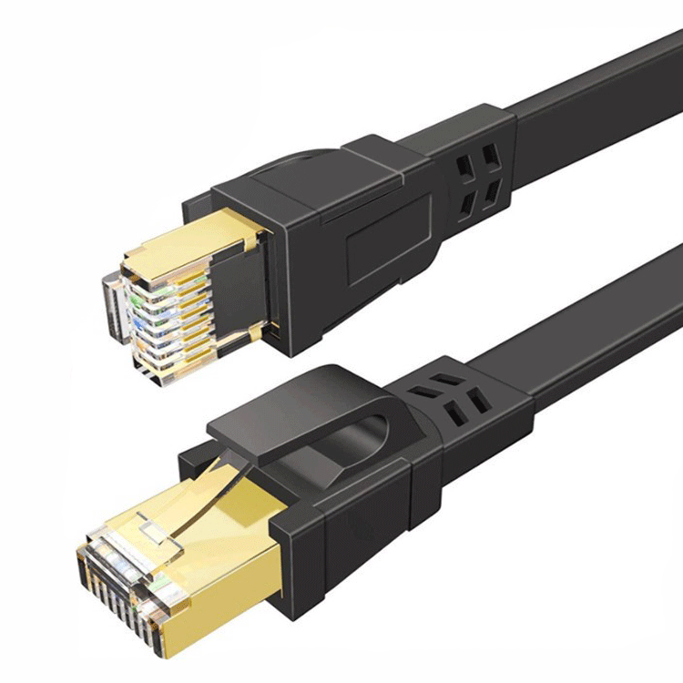 现货款扁线CAT8八类跳线40G速率双屏蔽万兆成品cat8扁平网络跳线