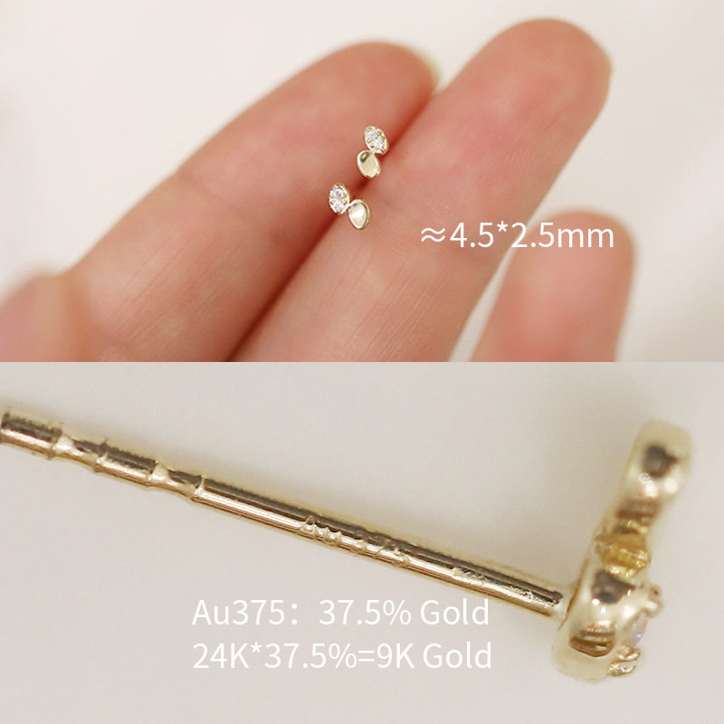 9K金 两点冒号耳钉