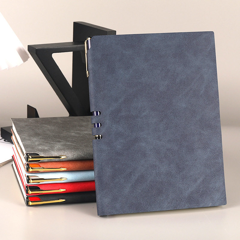 简约插笔记事本A5PU仿皮商务办公会议记录经典印花款厂家批发