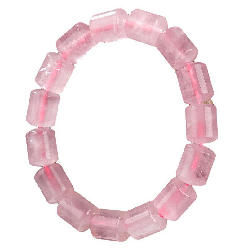 Barrel Bead Ice-Grade Rose Quartz Bracelet