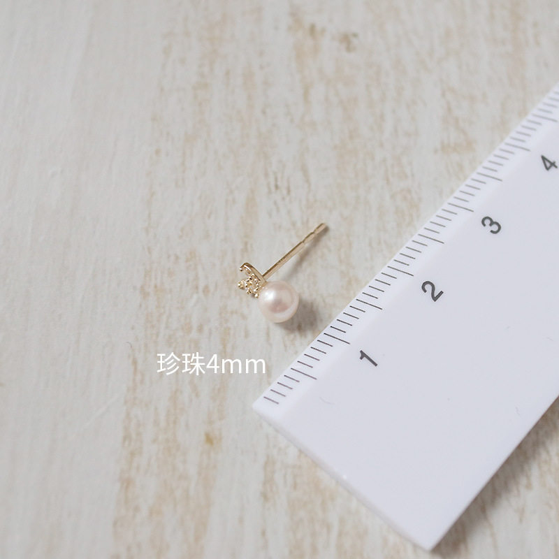 9K gold rabbit ear pearl stud earrings