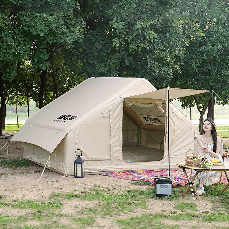 现货户外露营充气帐篷加厚防雨小屋帐篷野营牛津小屋脊帐篷亘便携