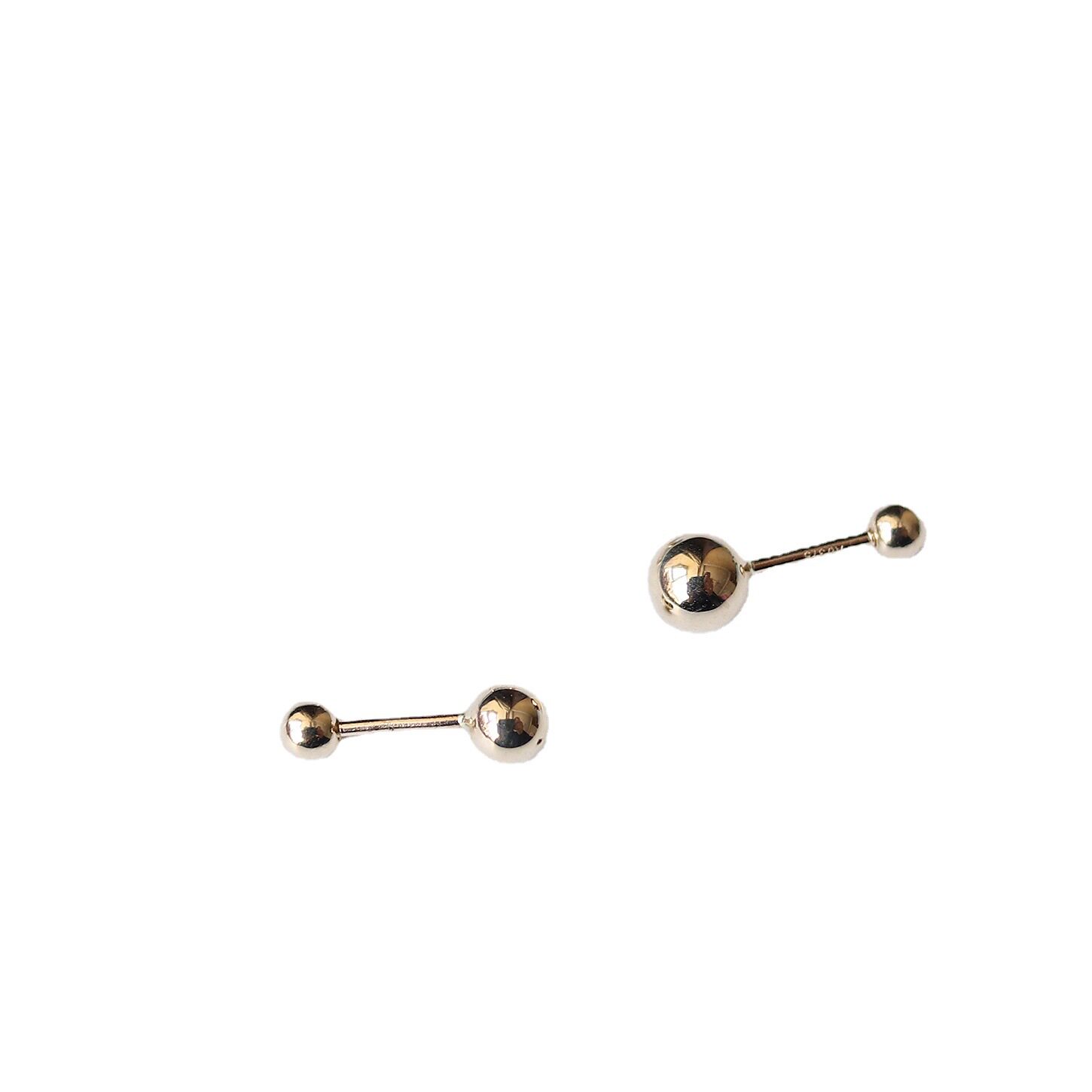 9K gold 2/3/4/5mm round gold bead screw earrings