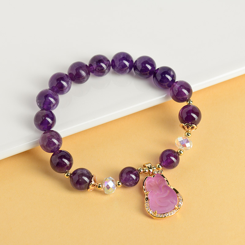Natural Amethyst Fox Fairy Bracelet - Peach Blossom Luck, Marriage Fortune, and Crystal Energy Bracelet