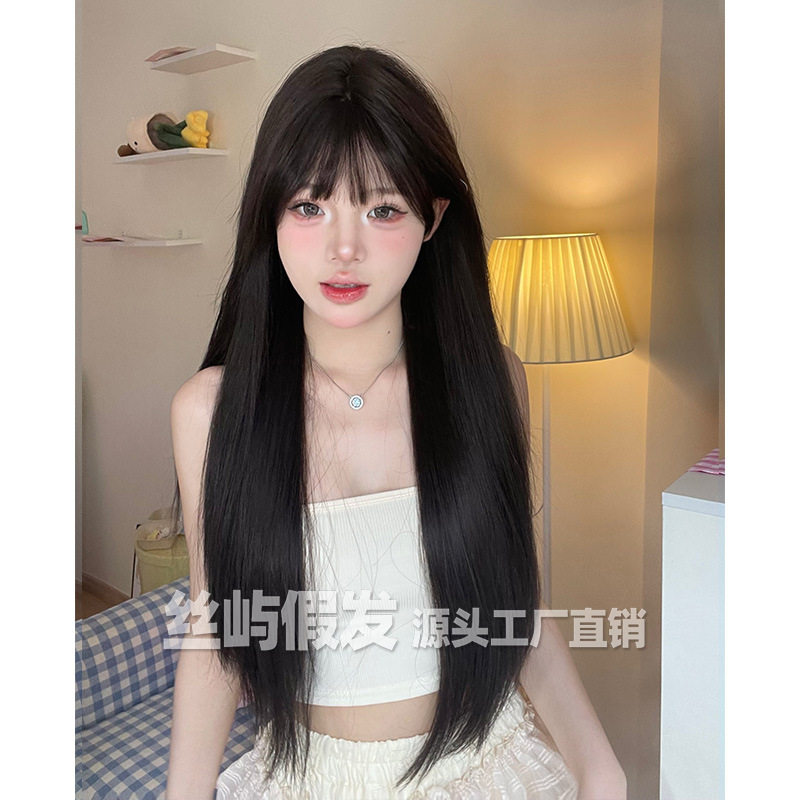 丝屿假发女日常网红长直发甜美自然逼真长直全头套