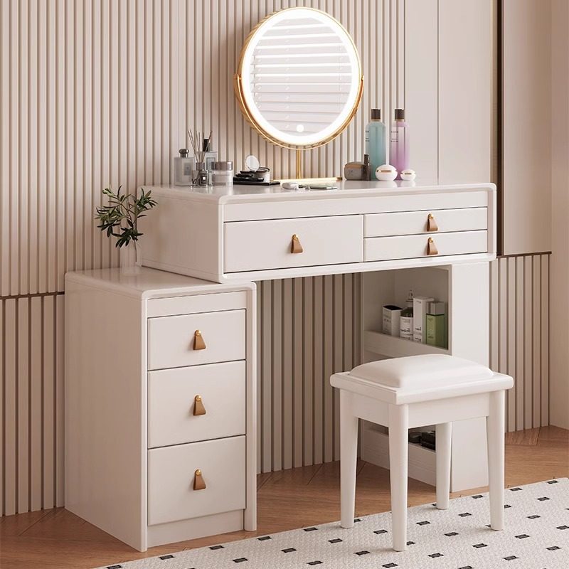 实木梳妆台化妆桌斗柜一体现代简约伸缩小户型新中式卧室化妆台橱